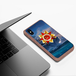 Чехол iPhone XS Max матовый День Победы!, цвет: 3D-коричневый — фото 2