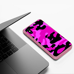 Чехол iPhone XS Max матовый Цветной камуфляж, цвет: 3D-малиновый — фото 2