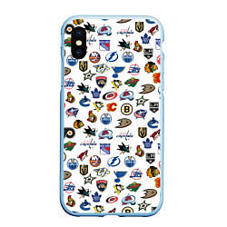 Чехол iPhone XS Max матовый NHL PATTERN Z, цвет: 3D-голубой