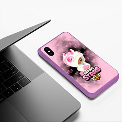 Чехол iPhone XS Max матовый Brawl stars Unicorn, цвет: 3D-фиолетовый — фото 2