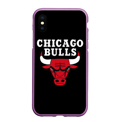 Чехол iPhone XS Max матовый CHICAGO BULLS, цвет: 3D-фиолетовый