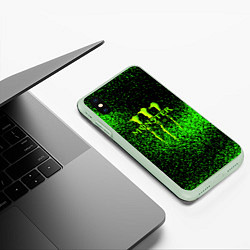 Чехол iPhone XS Max матовый MONSTER ENERGY, цвет: 3D-салатовый — фото 2