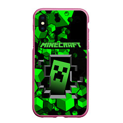 Чехол iPhone XS Max матовый Minecraft, цвет: 3D-малиновый