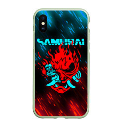 Чехол iPhone XS Max матовый CYBERPUNK 2077 SAMURAI, цвет: 3D-салатовый