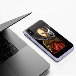 Чехол iPhone XS Max матовый One Punch Man, цвет: 3D-светло-сиреневый — фото 2