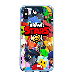 Чехол iPhone XS Max матовый BRAWL STARS ВСЕ БРАВЛЕРЫ, цвет: 3D-голубой