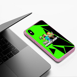 Чехол iPhone XS Max матовый Minecraft, цвет: 3D-розовый — фото 2