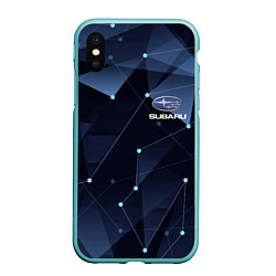 Чехол iPhone XS Max матовый SUBARU, цвет: 3D-мятный