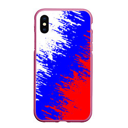 Чехол iPhone XS Max матовый Россия, цвет: 3D-малиновый