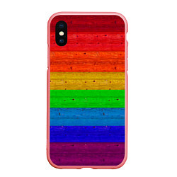 Чехол iPhone XS Max матовый Разноцветные доски радужный, цвет: 3D-баблгам