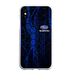 Чехол iPhone XS Max матовый SUBARU, цвет: 3D-белый