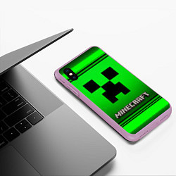 Чехол iPhone XS Max матовый Minecraft, цвет: 3D-сиреневый — фото 2