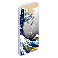 Чехол iPhone XS Max матовый The great wave off kanagawa, цвет: 3D-светло-сиреневый — фото 2