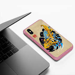 Чехол iPhone XS Max матовый Золотая рыба кои, цвет: 3D-малиновый — фото 2