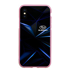 Чехол iPhone XS Max матовый SUBARU, цвет: 3D-розовый