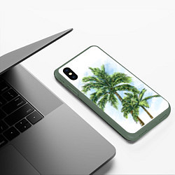 Чехол iPhone XS Max матовый Пальмы над головой, цвет: 3D-темно-зеленый — фото 2