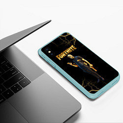 Чехол iPhone XS Max матовый Gold Midas Fortnite 2, цвет: 3D-мятный — фото 2