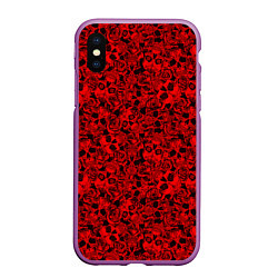 Чехол iPhone XS Max матовый ЧЕРЕПА И РОЗЫ, цвет: 3D-фиолетовый
