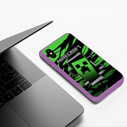 Чехол iPhone XS Max матовый Minecraft, цвет: 3D-фиолетовый — фото 2