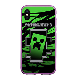 Чехол iPhone XS Max матовый Minecraft, цвет: 3D-фиолетовый