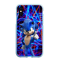 Чехол iPhone XS Max матовый Sonic, цвет: 3D-голубой