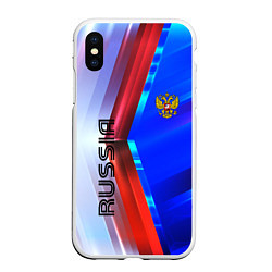 Чехол iPhone XS Max матовый RUSSIA SPORT, цвет: 3D-белый