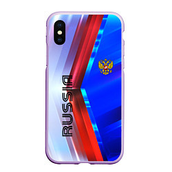 Чехол iPhone XS Max матовый RUSSIA SPORT, цвет: 3D-сиреневый