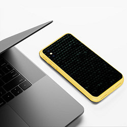Чехол iPhone XS Max матовый Текстура геометрия ромбы черны, цвет: 3D-желтый — фото 2