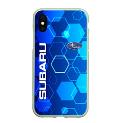 Чехол iPhone XS Max матовый SUBARU, цвет: 3D-салатовый