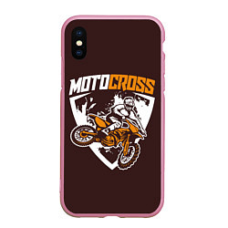 Чехол iPhone XS Max матовый Motorcross Z, цвет: 3D-розовый