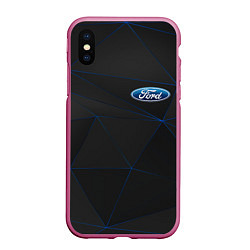 Чехол iPhone XS Max матовый FORD, цвет: 3D-малиновый