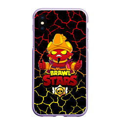 Чехол iPhone XS Max матовый BRAWL STARS EVIL GENE ДЖИН, цвет: 3D-светло-сиреневый