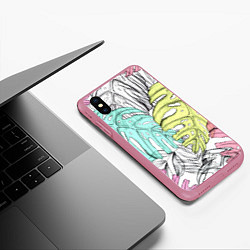 Чехол iPhone XS Max матовый ТЕКСТУРА ТРОПИКИ, цвет: 3D-малиновый — фото 2