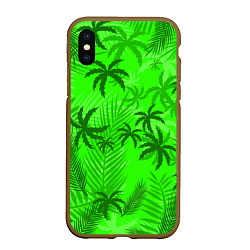 Чехол iPhone XS Max матовый ПАЛЬМЫ ЛЕТО TROPICAL, цвет: 3D-коричневый