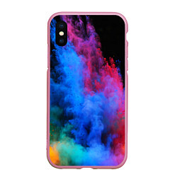 Чехол iPhone XS Max матовый КРАСКИ, цвет: 3D-розовый