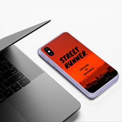 Чехол iPhone XS Max матовый Street runner, цвет: 3D-светло-сиреневый — фото 2