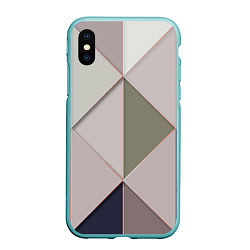 Чехол iPhone XS Max матовый Треугольники, цвет: 3D-мятный