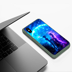 Чехол iPhone XS Max матовый Внеземная пара луна ночь, цвет: 3D-темно-зеленый — фото 2