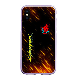 Чехол iPhone XS Max матовый CYBERPUNK 2077, цвет: 3D-светло-сиреневый