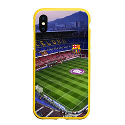 Чехол iPhone XS Max матовый FC BARCELONA, цвет: 3D-желтый