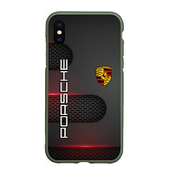 Чехол iPhone XS Max матовый PORSCHE, цвет: 3D-темно-зеленый