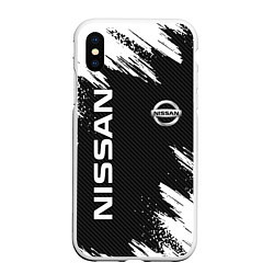 Чехол iPhone XS Max матовый NISSAN, цвет: 3D-белый