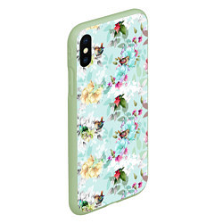 Чехол iPhone XS Max матовый Весенние цветы, цвет: 3D-салатовый — фото 2