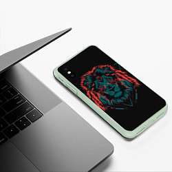 Чехол iPhone XS Max матовый Лев на закате, цвет: 3D-салатовый — фото 2