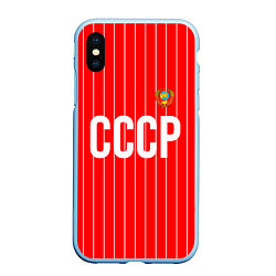 Чехол iPhone XS Max матовый Форма сборной СССР, цвет: 3D-голубой