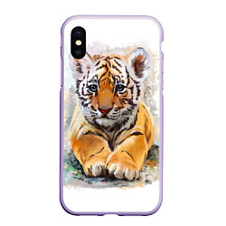 Чехол iPhone XS Max матовый Tiger Art, цвет: 3D-светло-сиреневый