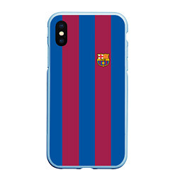 Чехол iPhone XS Max матовый FC Barcelona 2021, цвет: 3D-голубой