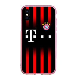 Чехол iPhone XS Max матовый FC Bayern Munchen, цвет: 3D-розовый