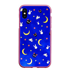 Чехол iPhone XS Max матовый Sailor Moon, цвет: 3D-малиновый