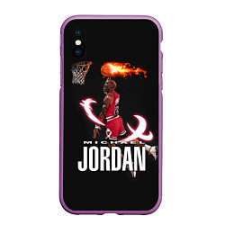 Чехол iPhone XS Max матовый MICHAEL JORDAN, цвет: 3D-фиолетовый